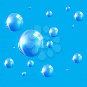 Transparent Bubbles on Blue Background. Vector Illustration. EPS10