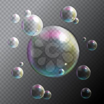 Transparent Bubbles on Gray Background. Vector Illustration. EPS10