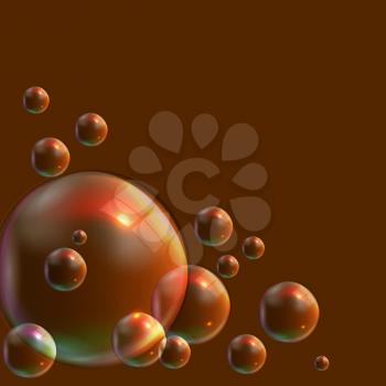 Transparent Bubbles on Brown Background. Vector Illustration. EPS10