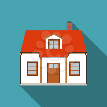 Flat House Icon with Long Shadow Vector Illustration EPS10