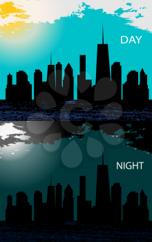 Day and night in Modern Flat Design Vector Illustration. EPS10