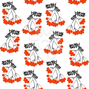 Seamless pattern background with rowanberrys and leafs. EPS10