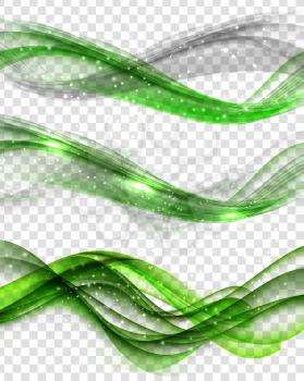 Abstract Green Wave Set on Transparent Background. Vector Illustration EPS10