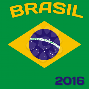 Sign Sport country with flag of Brazil with inscription in Portuguese. Vector Illustration. EPS10