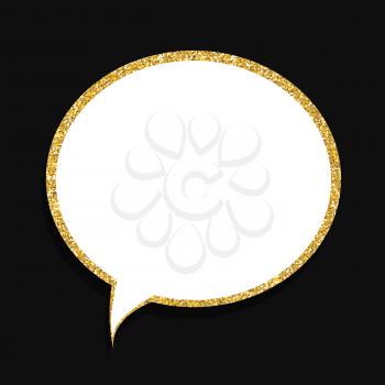 Speech Bubble Gold Glossy Background Vector Illustration EPS10
