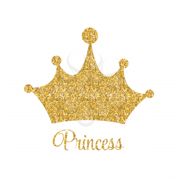 Princess Golden Glossy Background with Crown Vector Illustration EPS10