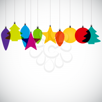 Abstract Beauty Christmas and New Year Background with Decoration Toys, Balls. Vector Illustration. EPS10