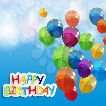 Color Glossy Balloons Happy Birthday Background Vector Illustration EPS10