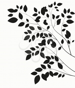 Beautiful Tree Silhouette on a White Background Vector Illustration. EPS10