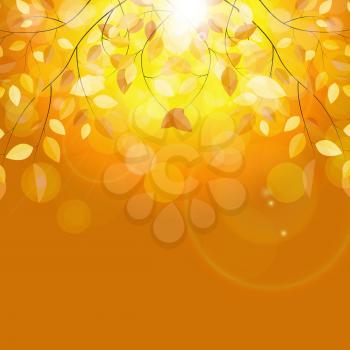 Shiny Autumn Natural Leaves Background. Vector Illustration EPS10