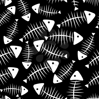 Fish Bone Seamless Pattern Background Vector Illustration EPS10