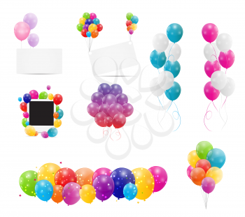 Color Glossy Balloons Background Set Vector Illustration EPS10