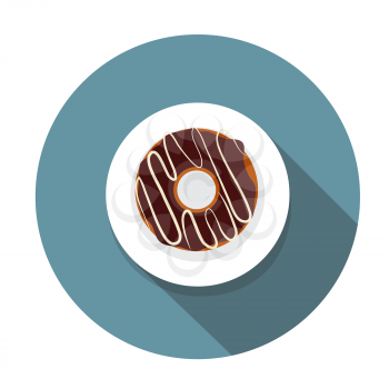 Donut Flat Icon with Long Shadow, Vector Illustration Eps10