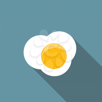 Scrambled Egg Flat Icon with Long Shadow, Vector Illustration Eps10
