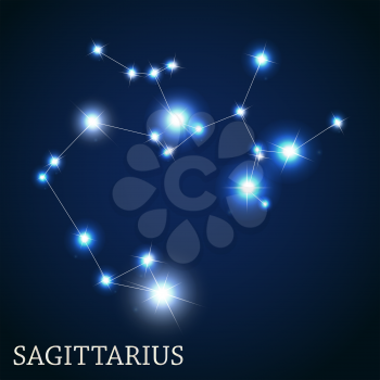 Sagittarius Zodiac Sign of the Beautiful Bright Stars Vector Illustration EPS10