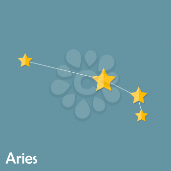 Aries Zodiac Sign of the Beautiful Bright Stars Vector Illustration EPS10