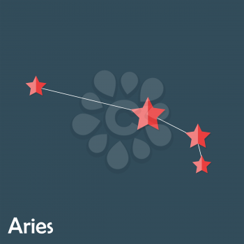 Aries Zodiac Sign of the Beautiful Bright Stars Vector Illustration EPS10