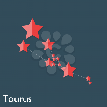Taurus Zodiac Sign of the Beautiful Bright Stars Vector Illustration EPS10