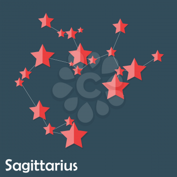 Sagittarius Zodiac Sign of the Beautiful Bright Stars Vector Illustration EPS10