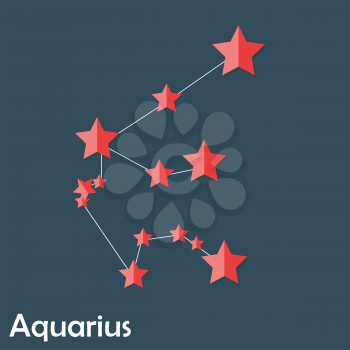 Aquarius Zodiac Sign of the Beautiful Bright Stars Vector Illustration EPS10