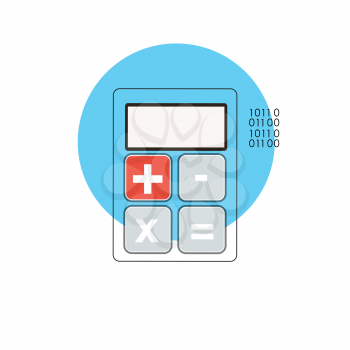 Line Icon with Flat Graphics Element of Calculator Vector Illustration EPS10