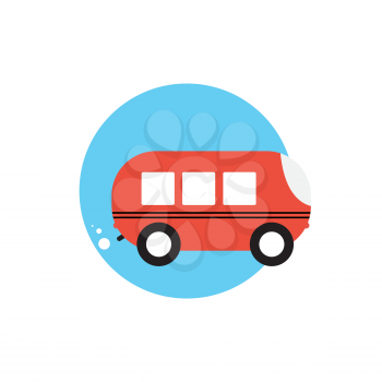 Line Icon with Flat Graphics Element of Bus Vector Illustration EPS10