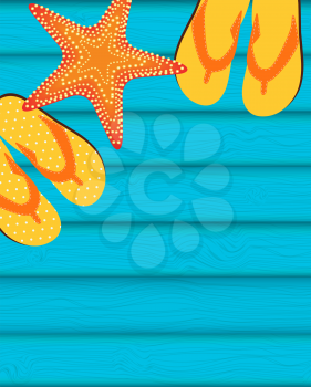 Sandals and Starfish Summer Background. Vector Illustration