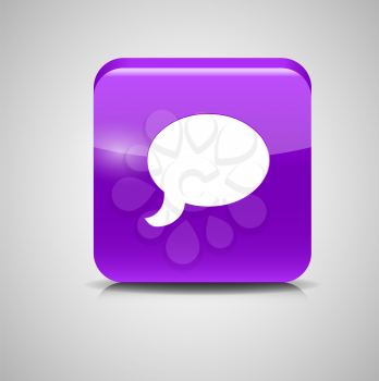 Glass Chat Button Vector Illustration. EPS 10