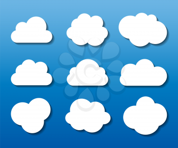 Set of Cloud Shaped Frames Vector Illustration.