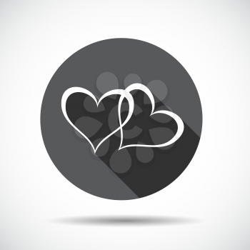 Heart  Flat Icon with long Shadow. Vector Illustration. EPS10