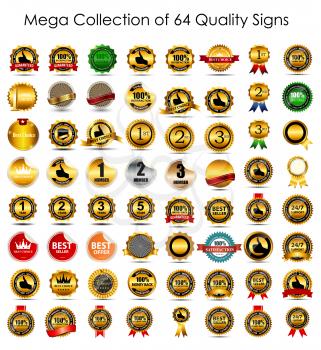 Mega Collection Set of 64  Quality Label Signs. Vector Illustration