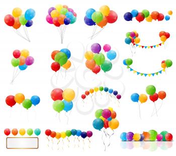 Color Glossy Balloons Mega Set Vector Illustration. EPS10