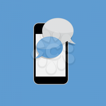 Abstract Design Flat Mobile Phone with Speech Bubbles. Vector Illustration. EPS10