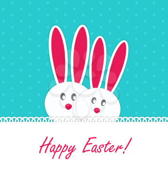 Happy Easter Funny Background with Rabbit Vector Illustration EPS10
