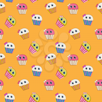 Sweet Tasty Cupcake Seamless Pattern Vector Illustration EPS10