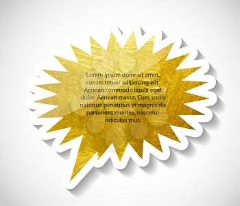 Gold Paint Glittering Textured Speech Bubble Art Illustration. Vector Illustration EPS10