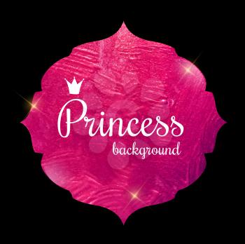 Pink Paint Glittering Textured Princess Crown Frame Vector Illustration. EPS10
