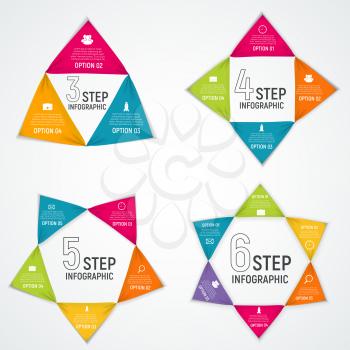 Abstract Elements of Graph, Diagram with 3, 4, 5, 6  Steps, Options. Business Infographic Templates for Creative Presentation. Vector Illustration. EPS10