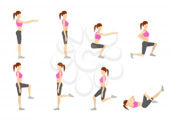 Girl Dioing Exercise on White Background Vector Illustration EPS10