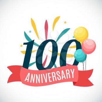 Anniversary 100 Years Template with Ribbon Vector Illustration EPS10