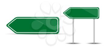 Road Sign Isolated on White Background Blank green arrow traffic. Vector Illustration. EPS10