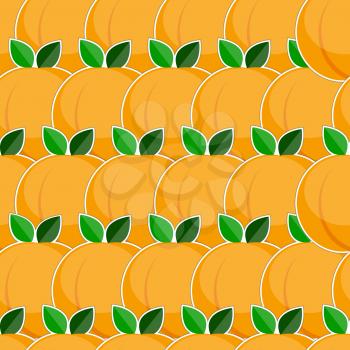 Seamless pattern with peach fruits in flat style. Vector.