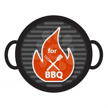 BBQ Icon with Grill Tools. Vector Illustration EPS10