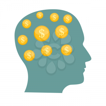 Money in Head Flat Business Concept Vector Illustration EPS10
