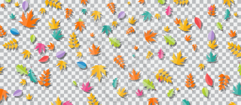 Set of multi-colored autumn leaves on transparent background. Vector Illustration. EPS10