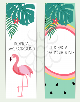 Cute Summer Abstract Background with Pink Flamingo Vector Illustration EPS10