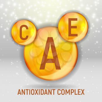 Vitamin A, C, E  Icon. Antioxidant Complex. Vector Illustration EPS10