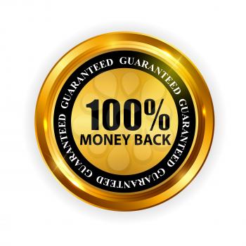 Gold Label 100% Money back Template. Vector Illustration EPS10
