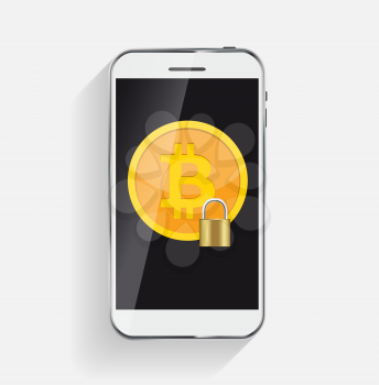 Flat modern design concept of bitcoin cryptocurrency technology, mining, e-wallet. EPS10