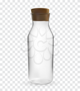Realistic 3D model of Glass bottle with lid on transparent Background. Vector Illustration. EPS10